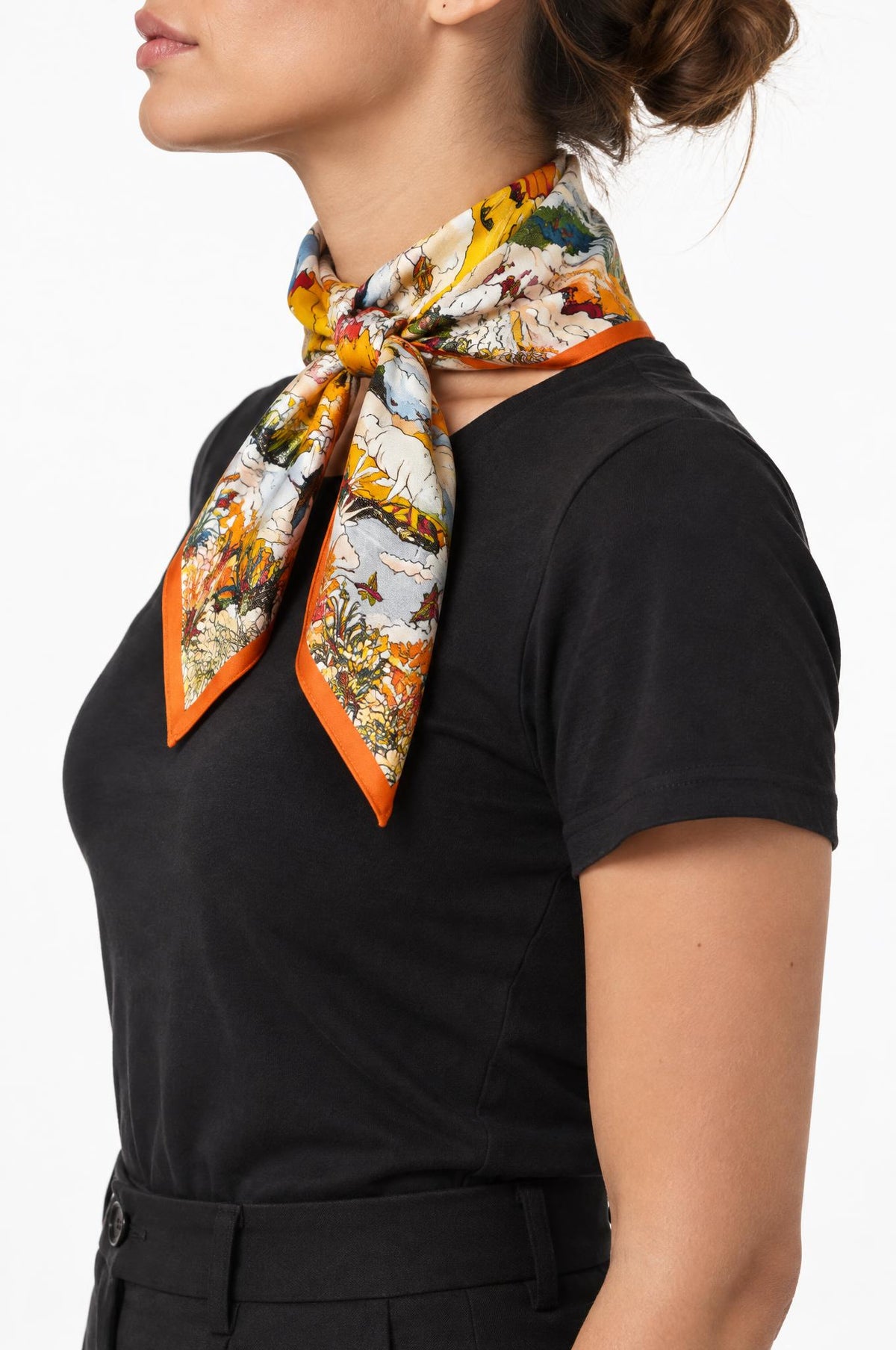 Foulard Maison Fanli Caballo Cometa Naranaja