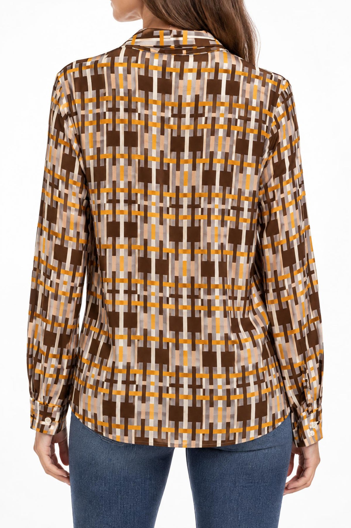 Monika Varga Brown Rectangles Shirt