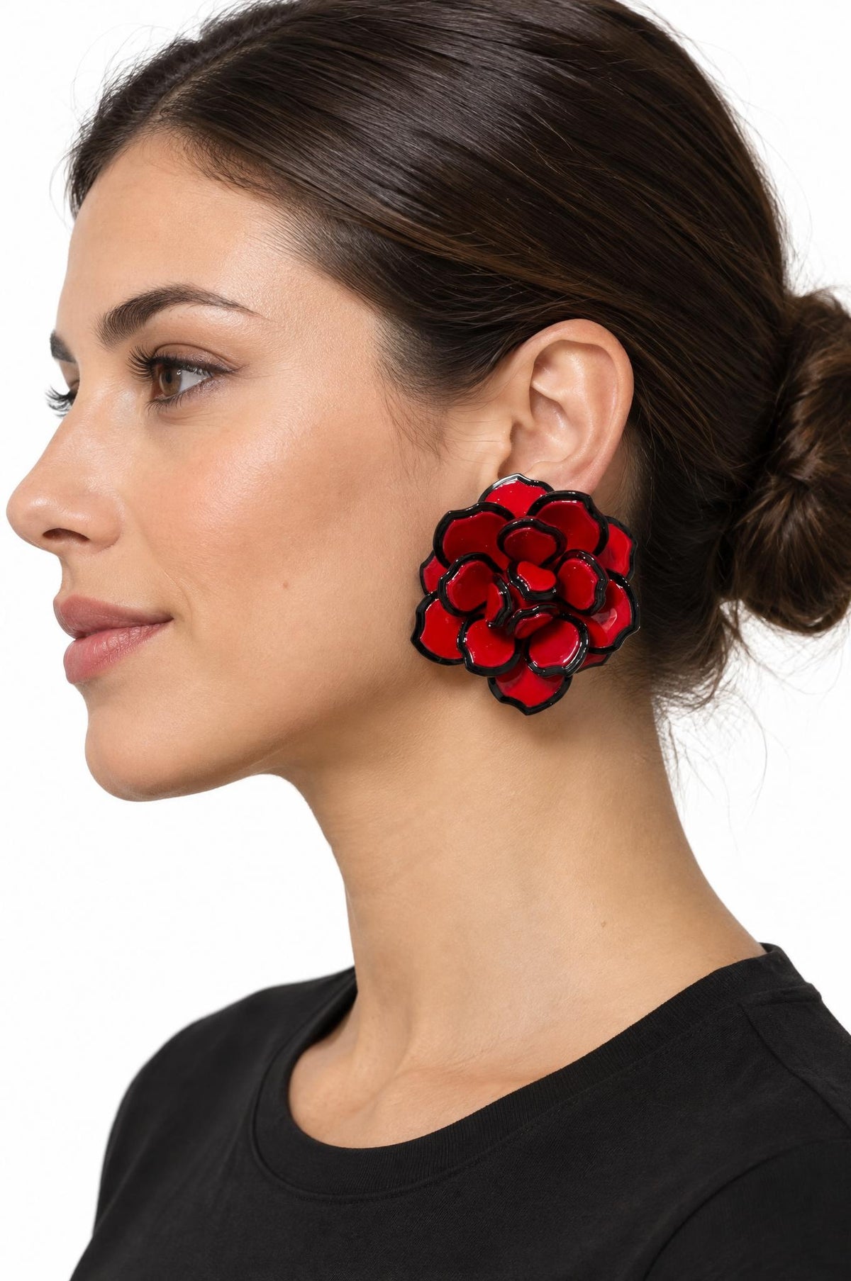 Pendientes Il Baco Da Seta Flor Resina Rojo