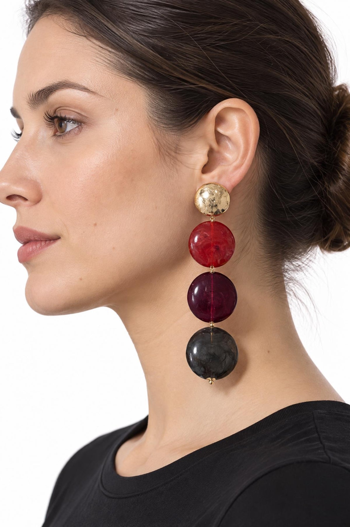 Pendientes Il Baco Da Seta Cuentas Resina Rojo