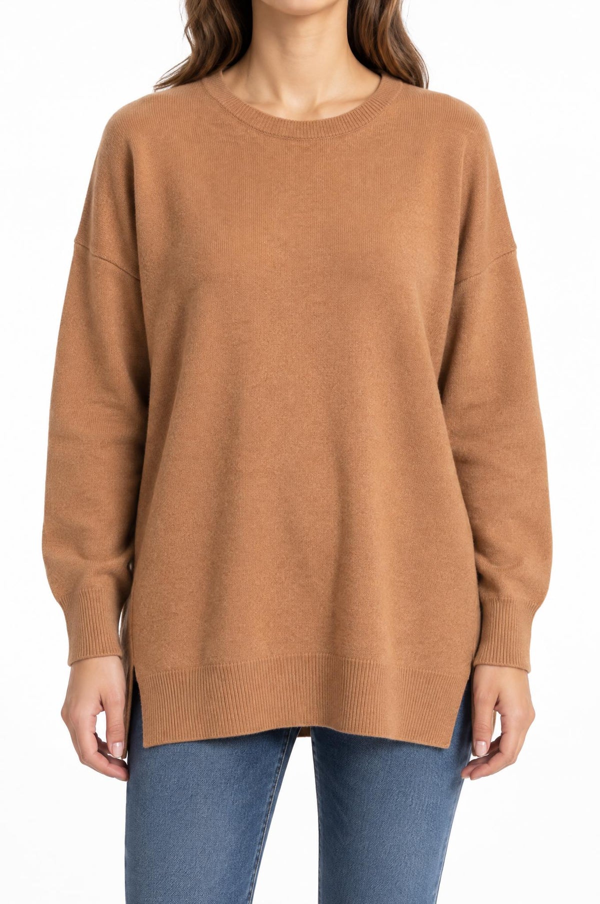 Jersey Solocasmir Cuello Redondo Camel