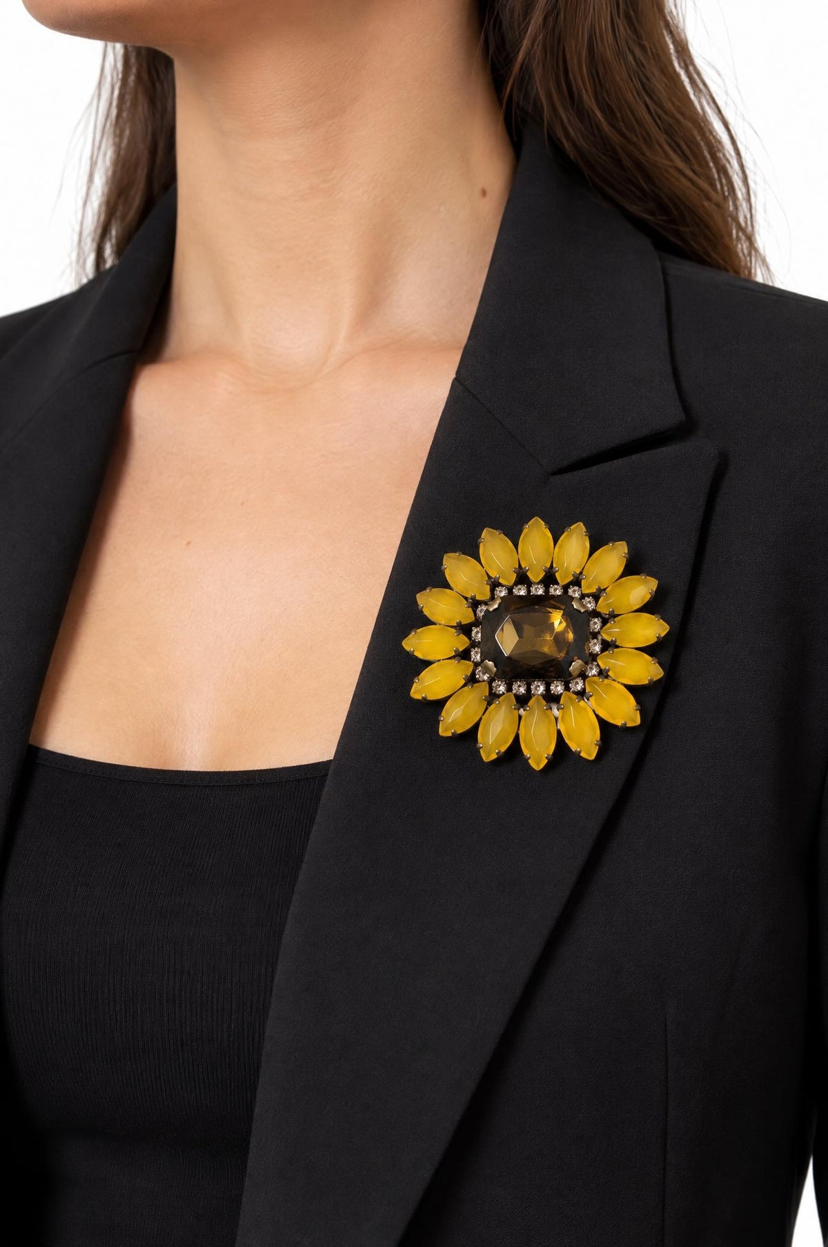 Broche Unique Flor Octágono Amarillo