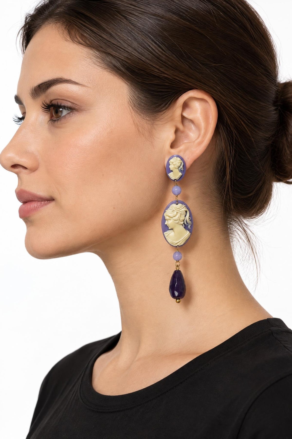 Pendientes Fabrizio Marcantelli Camafeo Colgante Lila