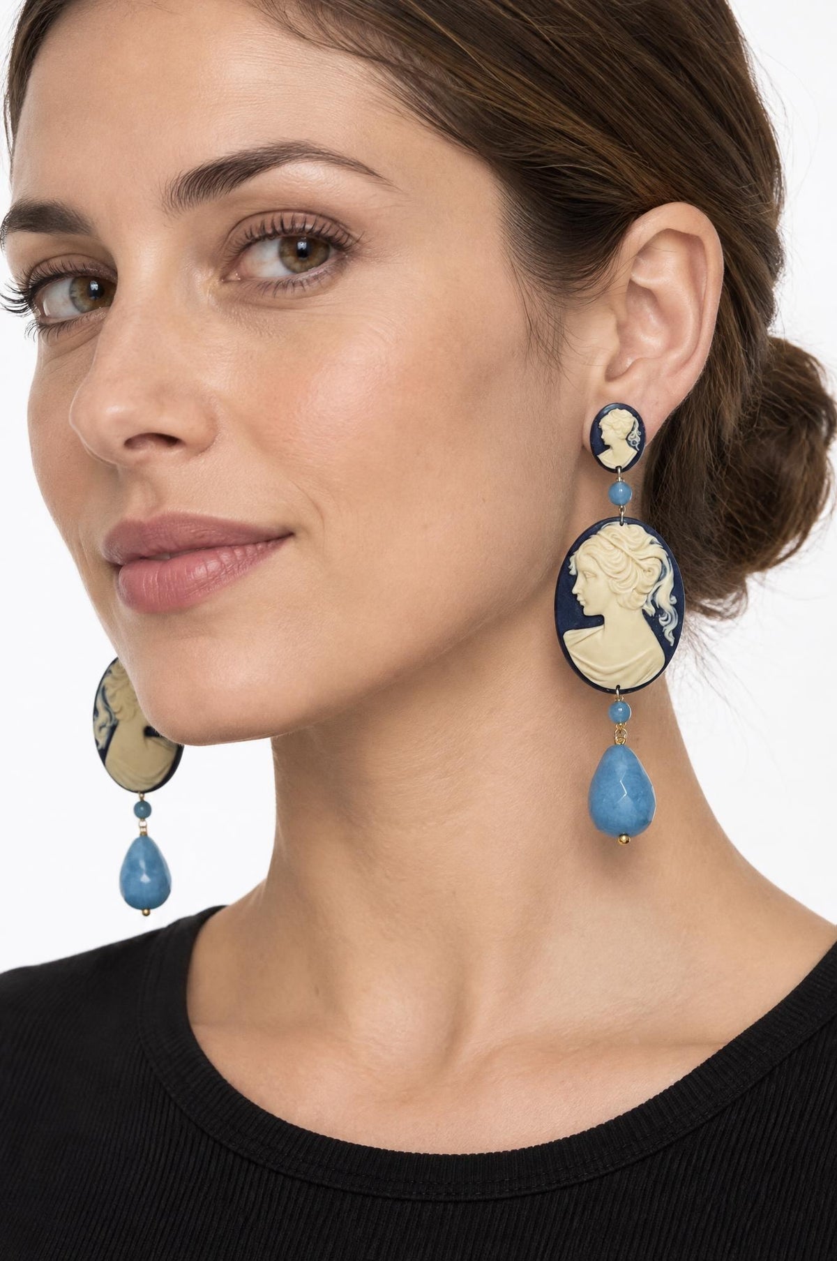 Pendientes Fabrizio Marcantelli Camafeo Colgante Grande Rosa