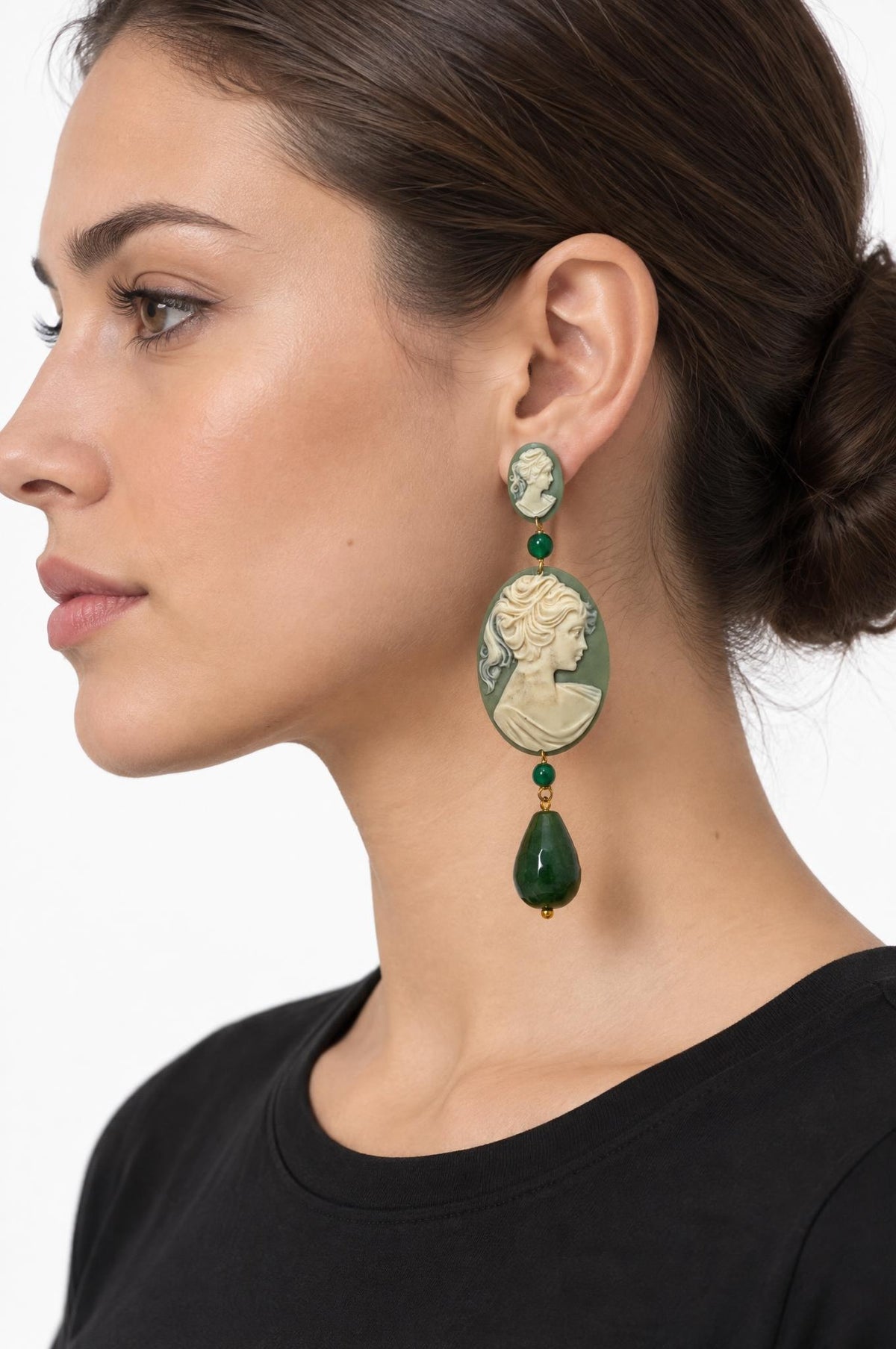 Pendientes Fabrizio Marcantelli Camafeo Colgante Verde