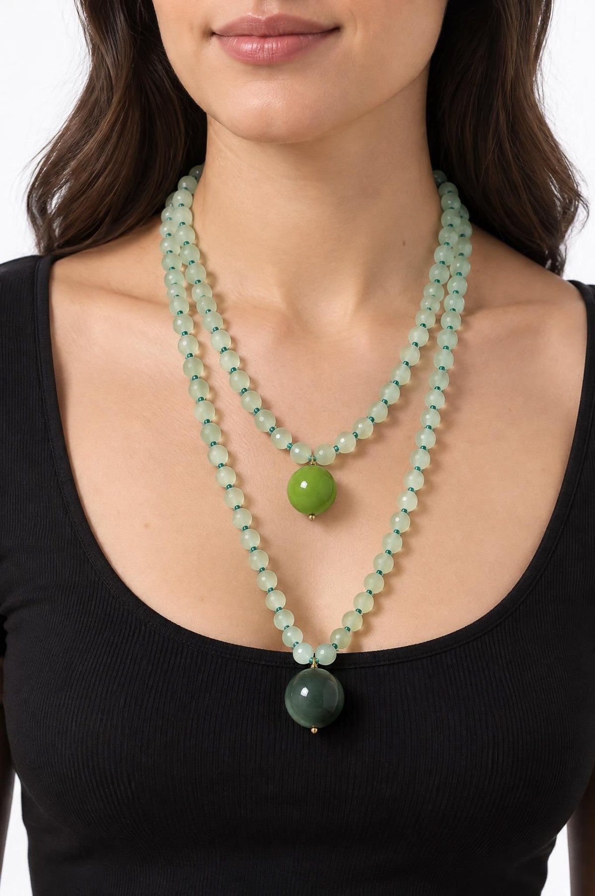 Collar Fabrizio Marcantelli Bolitas y 2 Bolas Grande Verde Menta