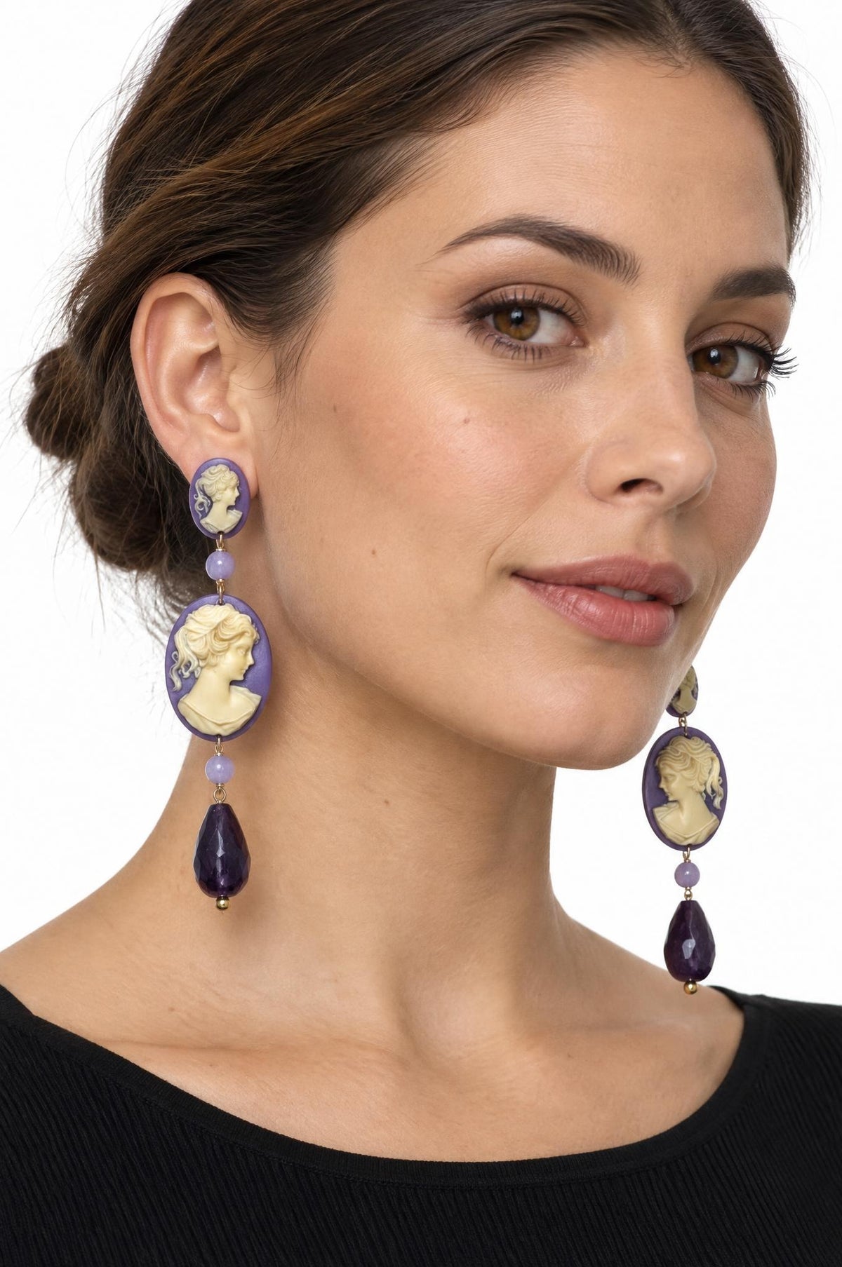 Pendientes Fabrizio Marcantelli Camafeo Colgante Lila
