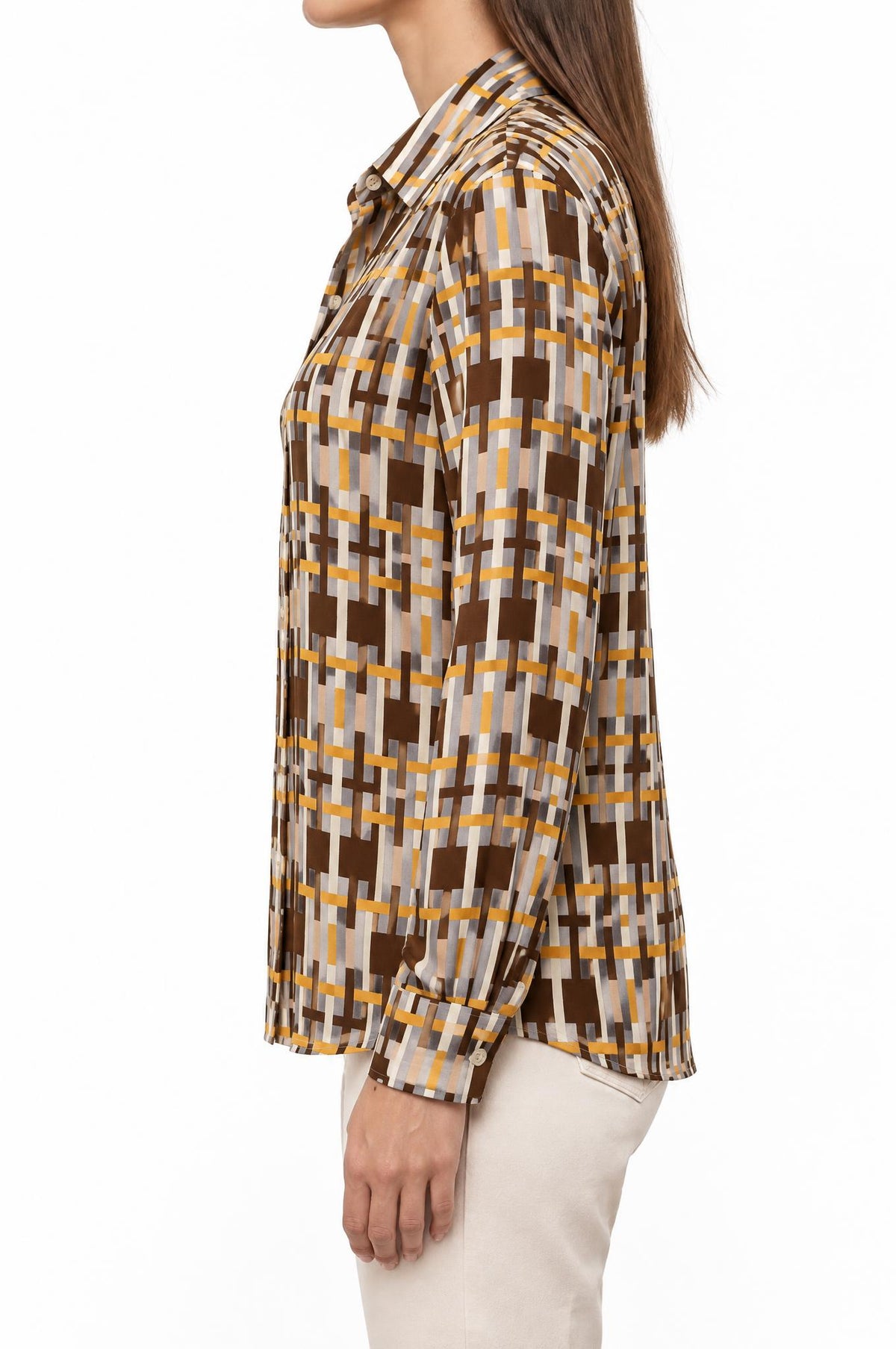Monika Varga Brown Rectangles Shirt