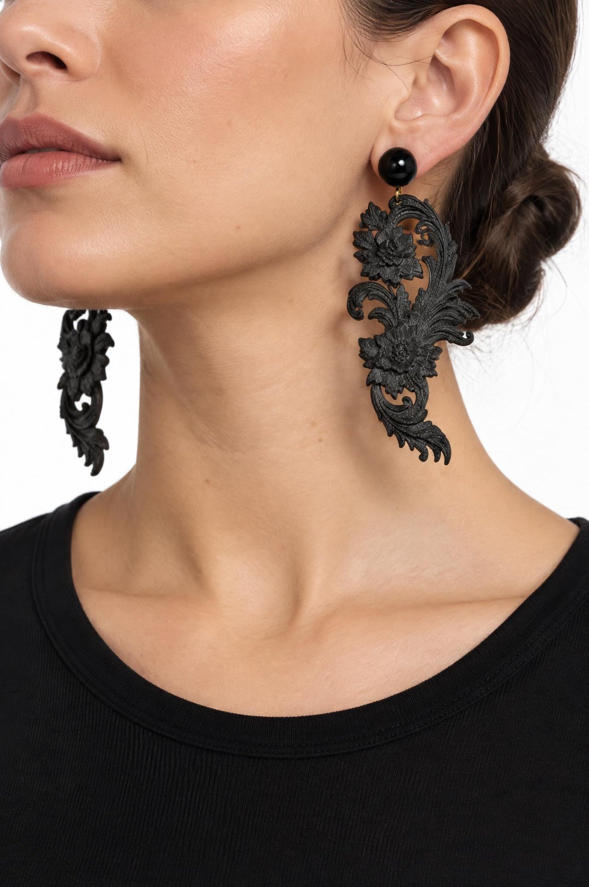 Pendientes Fabrizio Marcantelli  Barroco Floral Negro