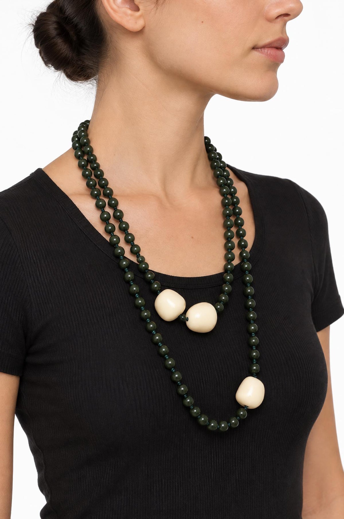 Collana Il Baco Da Seta Perle verdi lunghe
