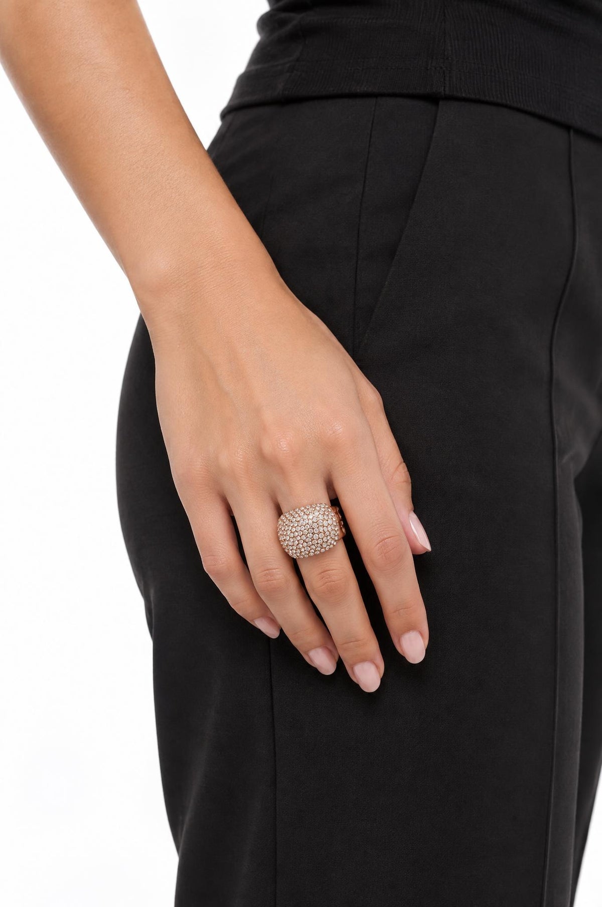 Anello Il Baco Da Seta Elastico Argento Cristalli