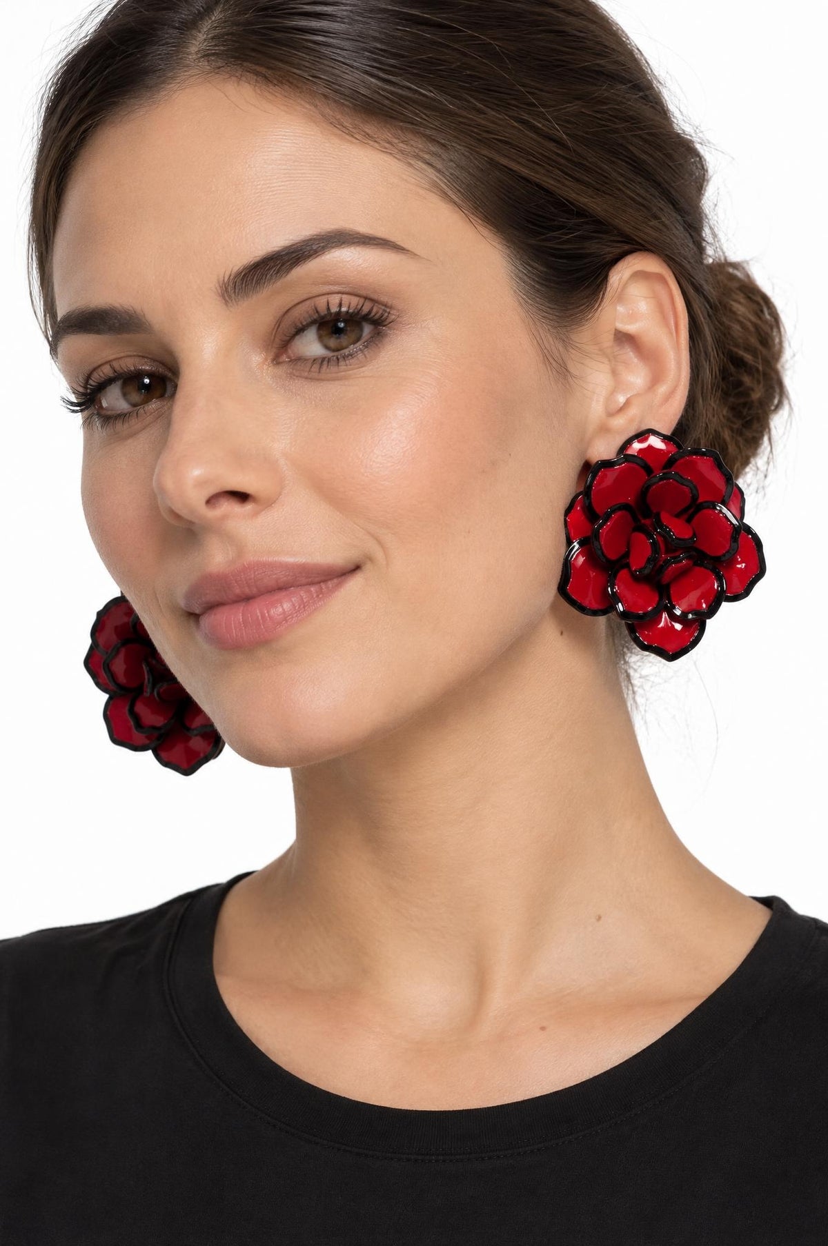 Pendientes Il Baco Da Seta Flor Resina Rojo