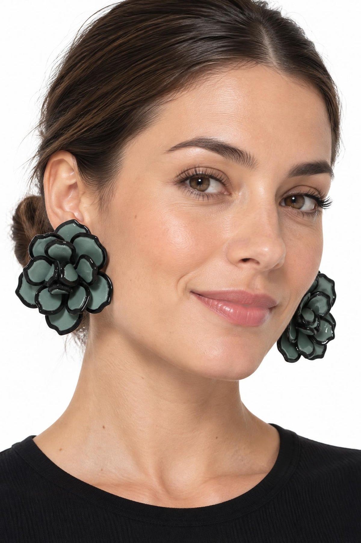 Pendientes Il Baco Da Seta Flor Resina Jade