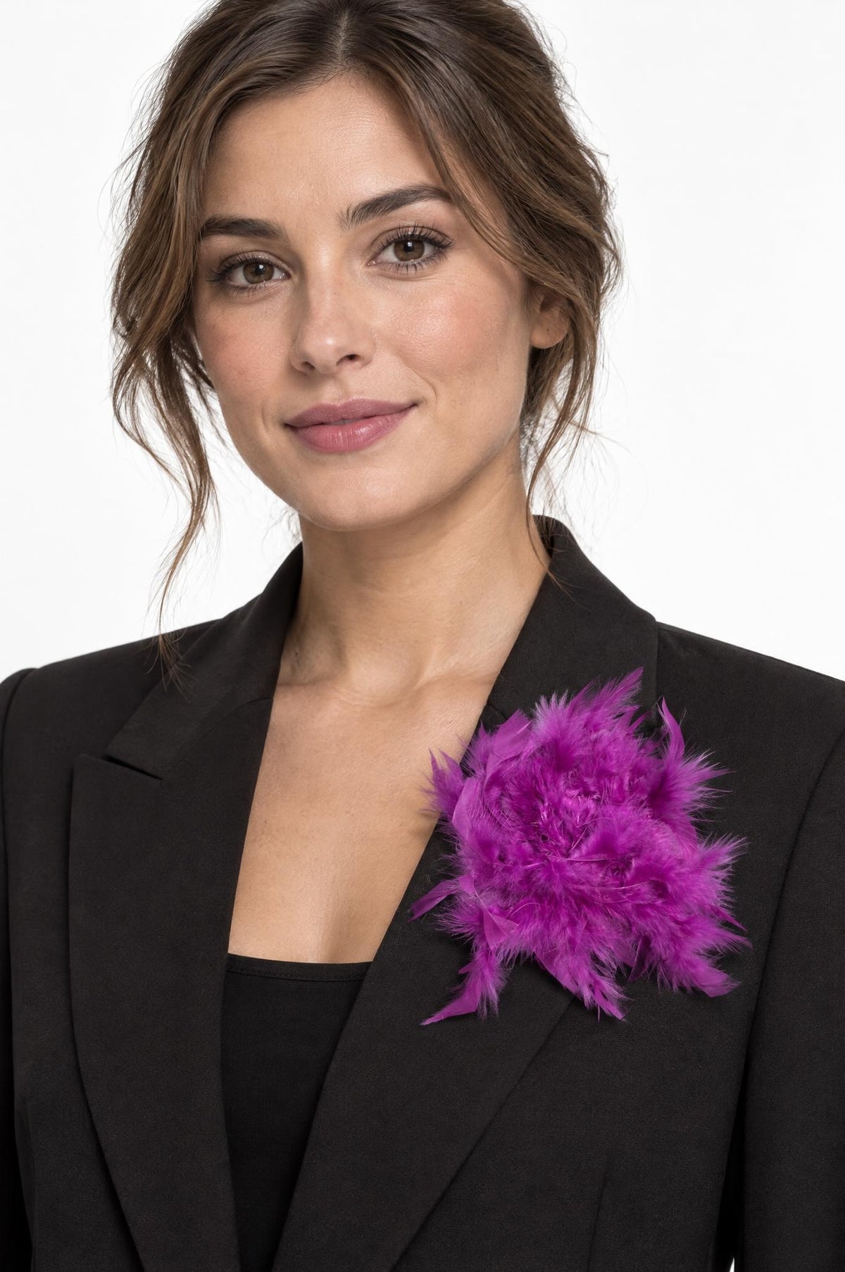Broche Il Baco Da Seta Plumes fuchsia