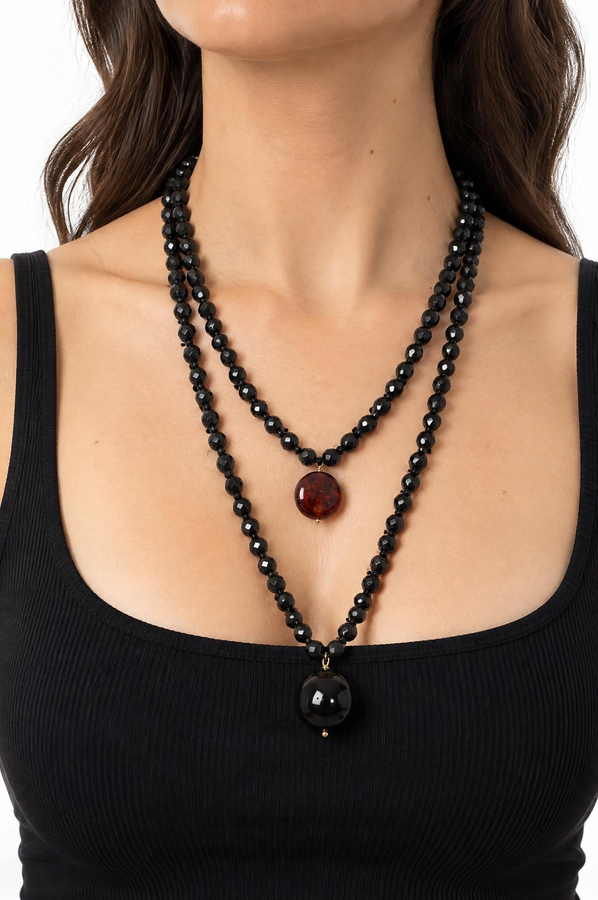 Collar Fabrizio Marcantelli Bolitas y 2 Bolas Grande Topo Negro