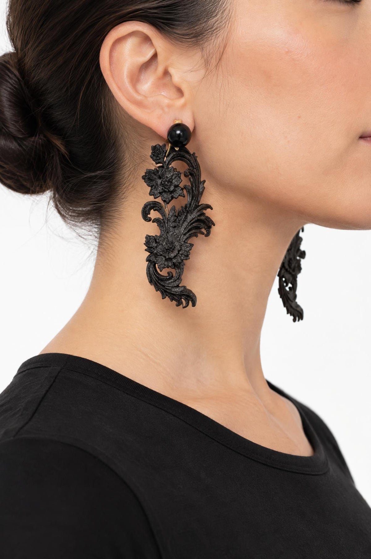 Pendientes Fabrizio Marcantelli  Barroco Floral Negro