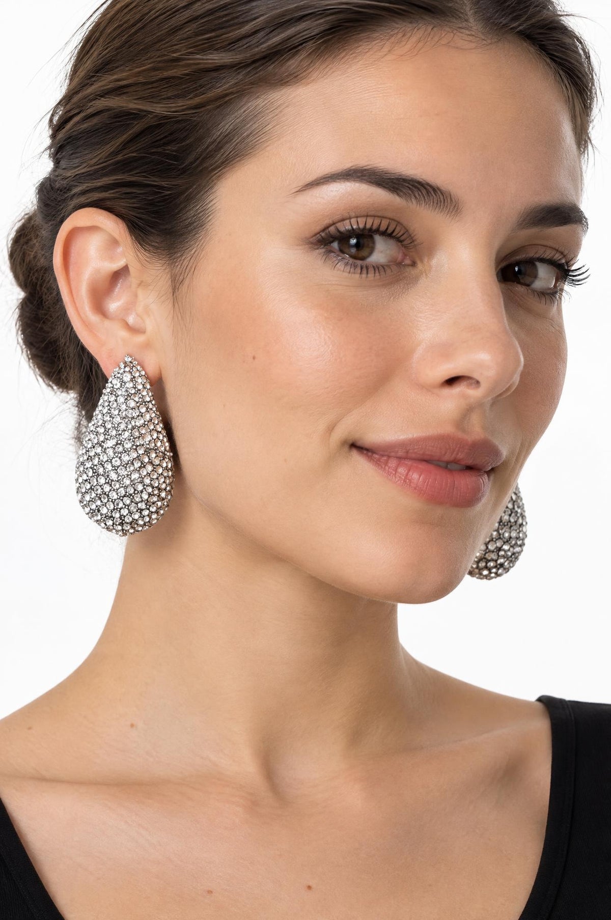 Pendientes Il Baco Da Seta Gota Grande Brillantes Plata