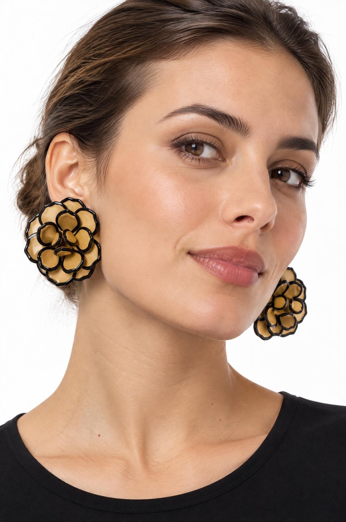 Pendientes Il Baco Da Seta Flor Resina Topo