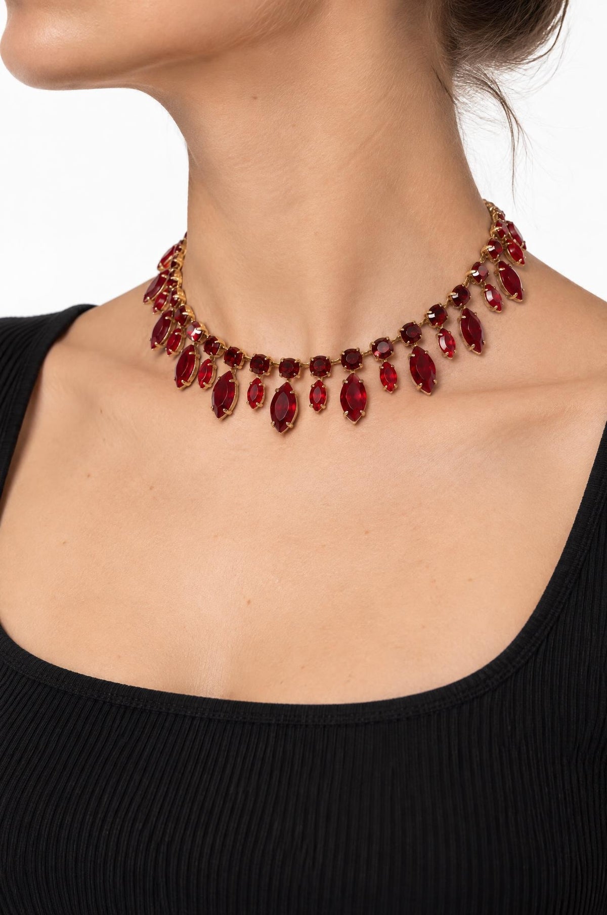 Gargantilla Unique Talla Marquesa y Strass Granate