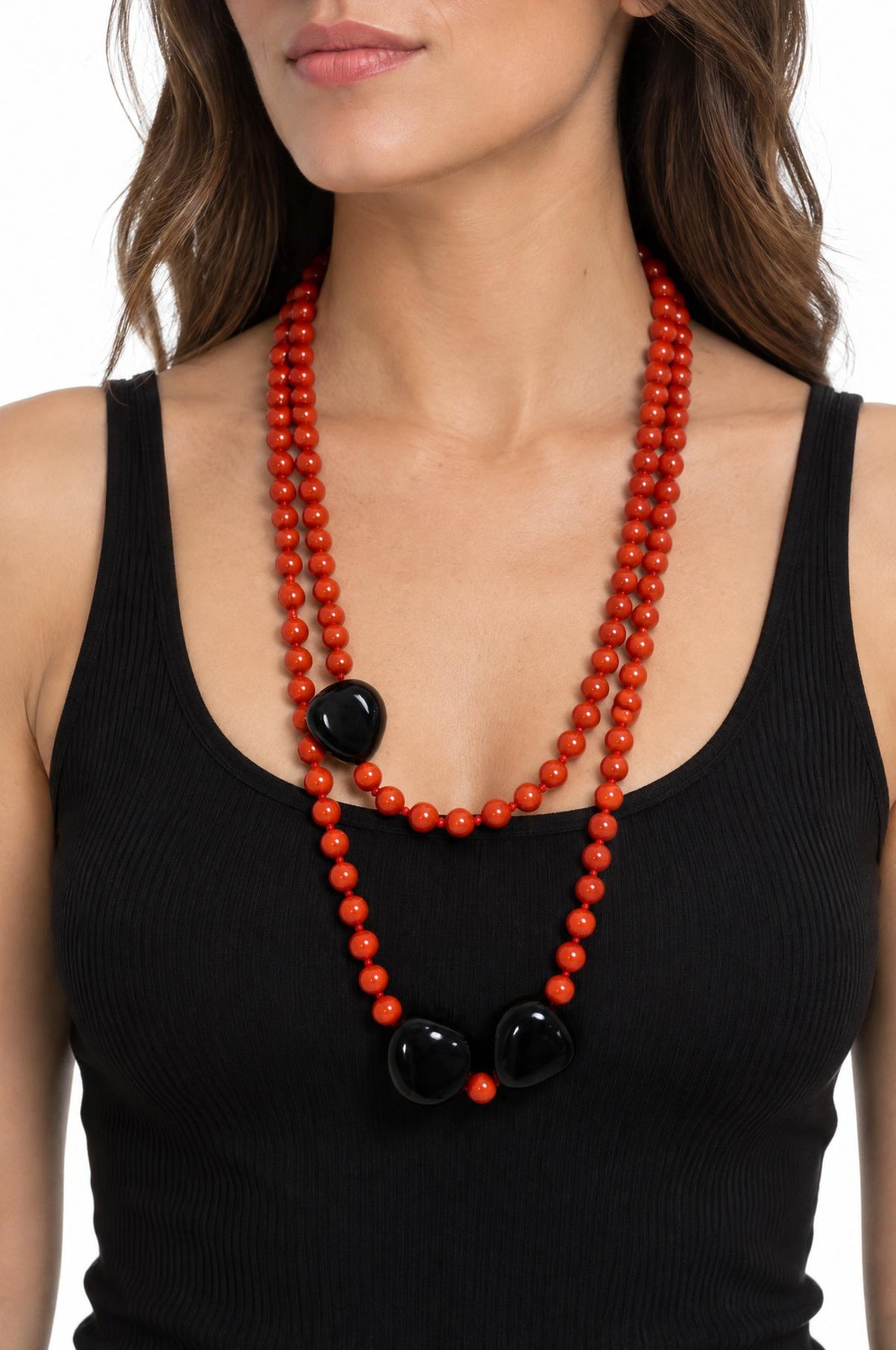 Collana Il Baco Da Seta Piastrella Perline Lunghe