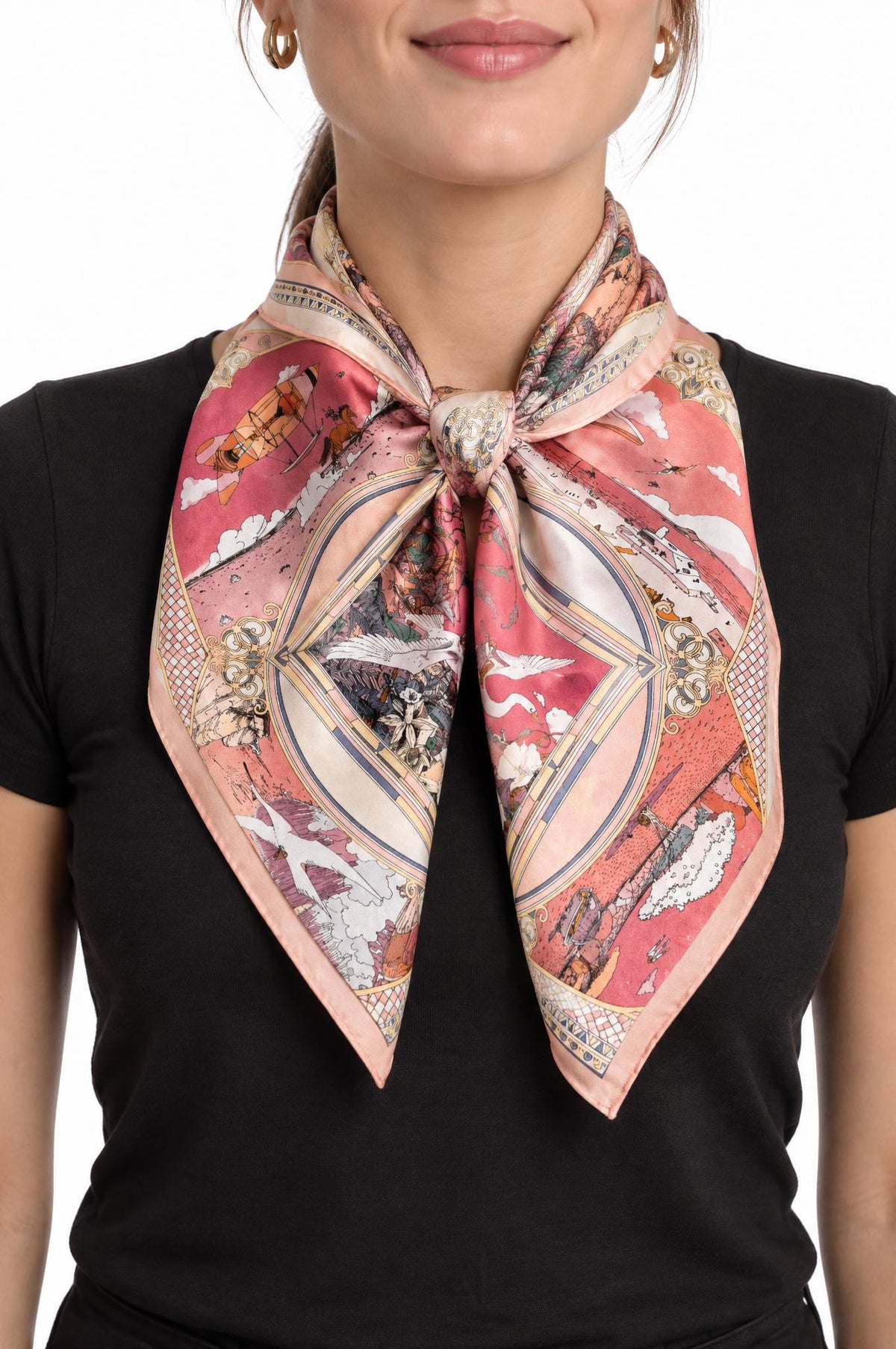 Foulard Maison Fanli Cigüeña Rosa