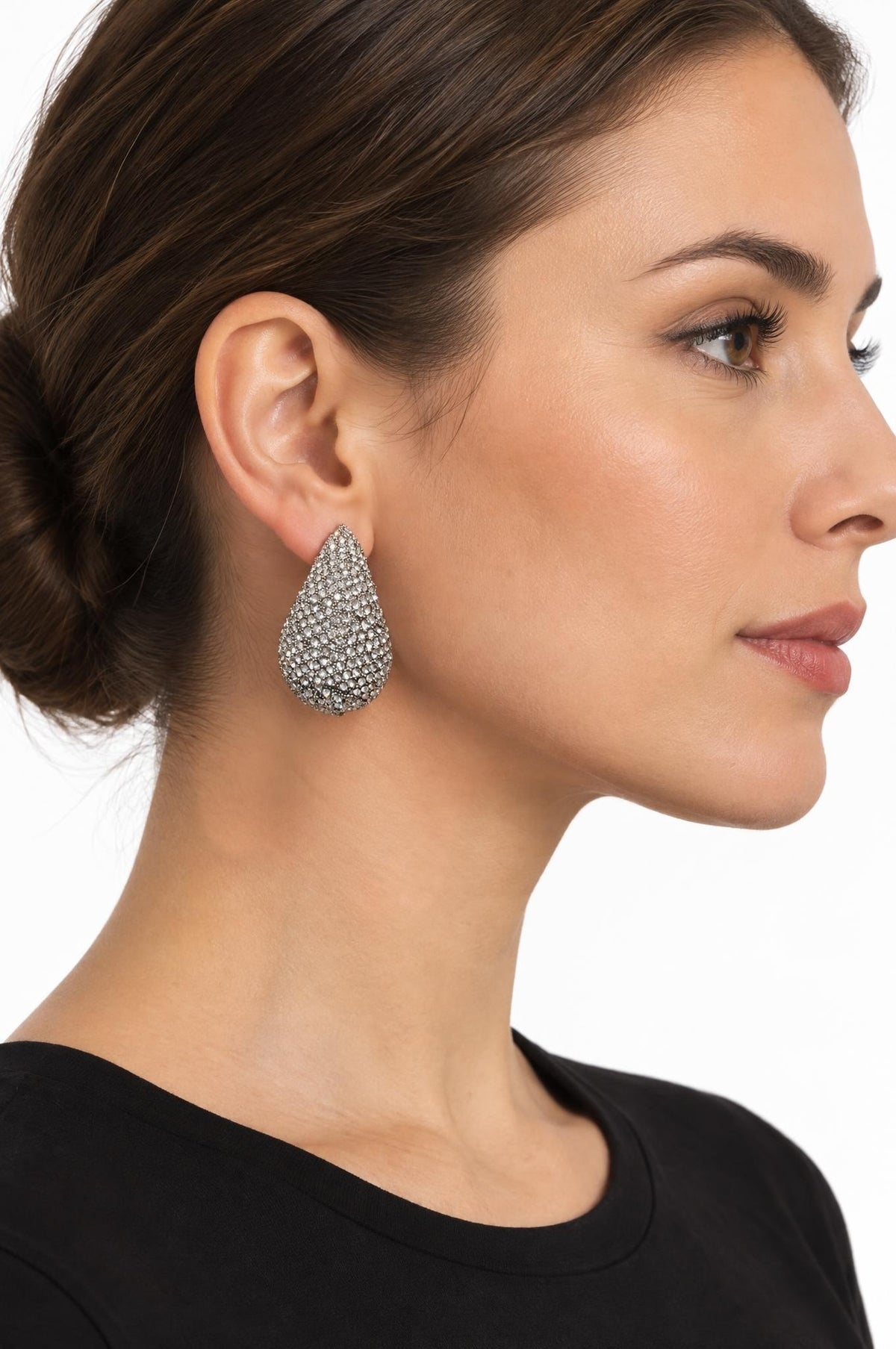 Pendientes Il Baco Da Seta Gota Grande Brillantes Plata