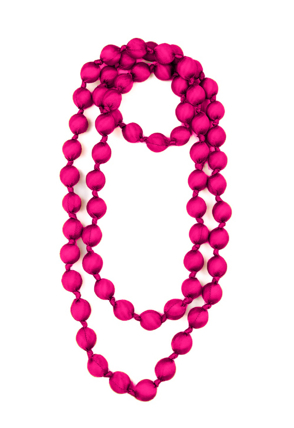 Il Baco Da Seta Maxi Vibrant Fuchsia Silk Ball Necklace
