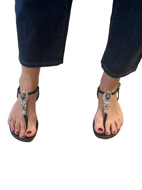 Sandalia Le Capresi Dedo Piedras Negra