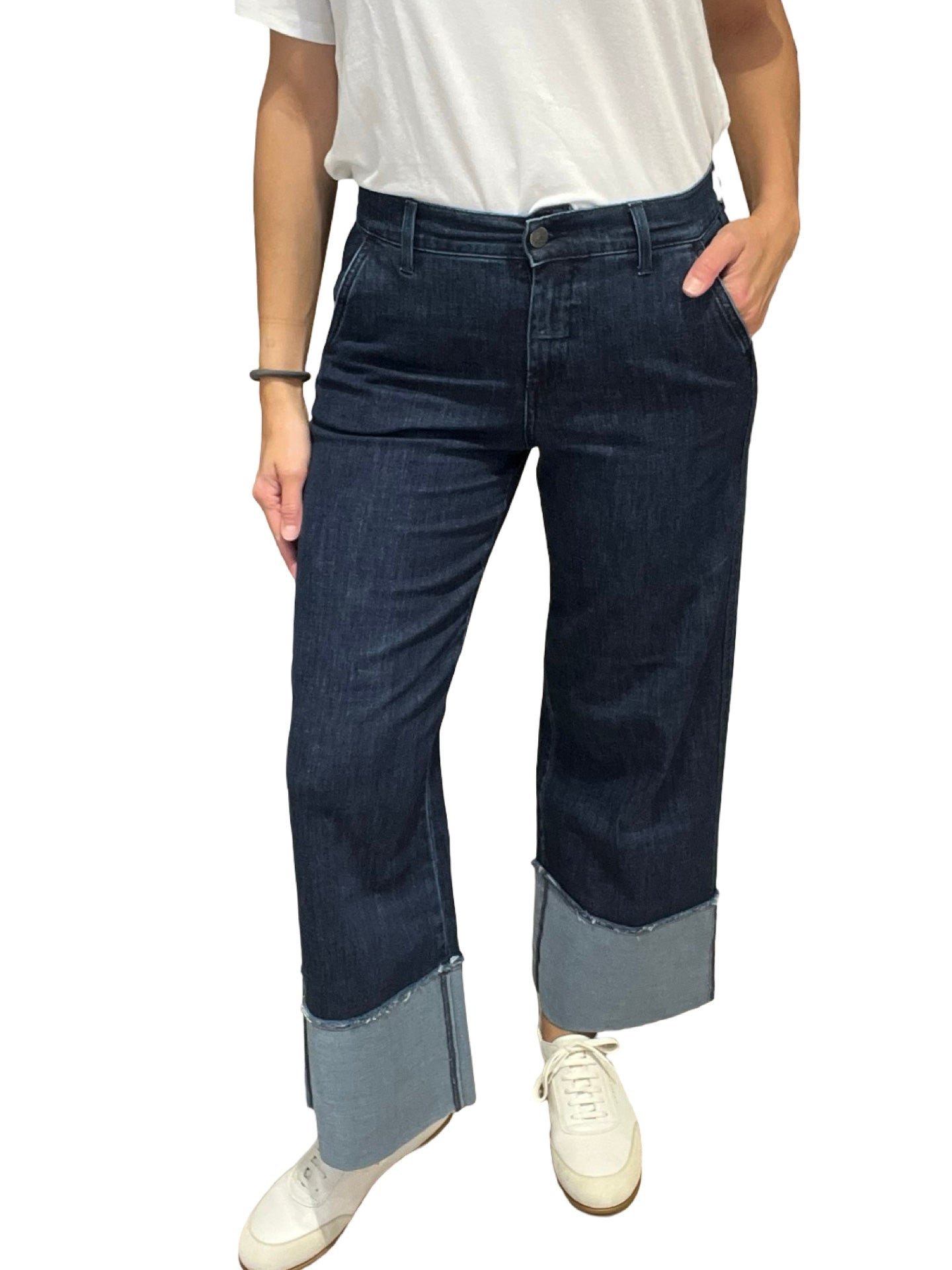Jeans Cigala's Palazzo Crop Azul Oscuro