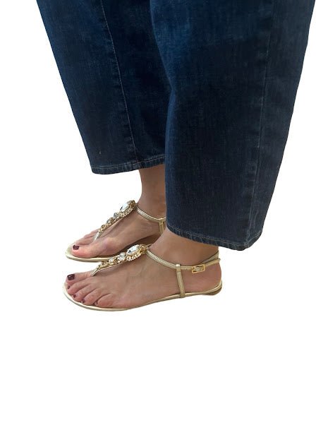 Sandalia Le Capresi Dedo Piedras Plata