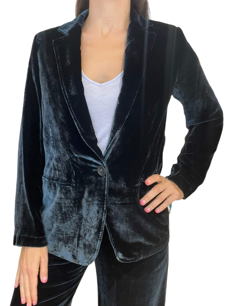 Diega Velvet Button Blazer