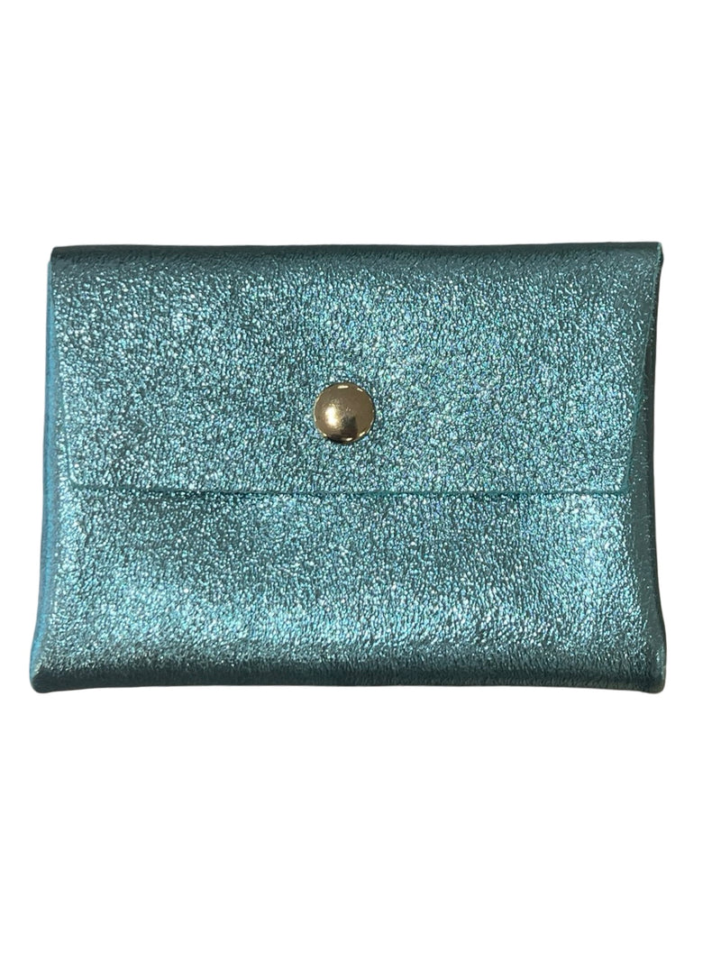 Turquoise glitter wallet