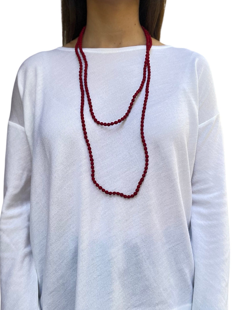 Il Baco Da Seta Red Silk Beads Necklace