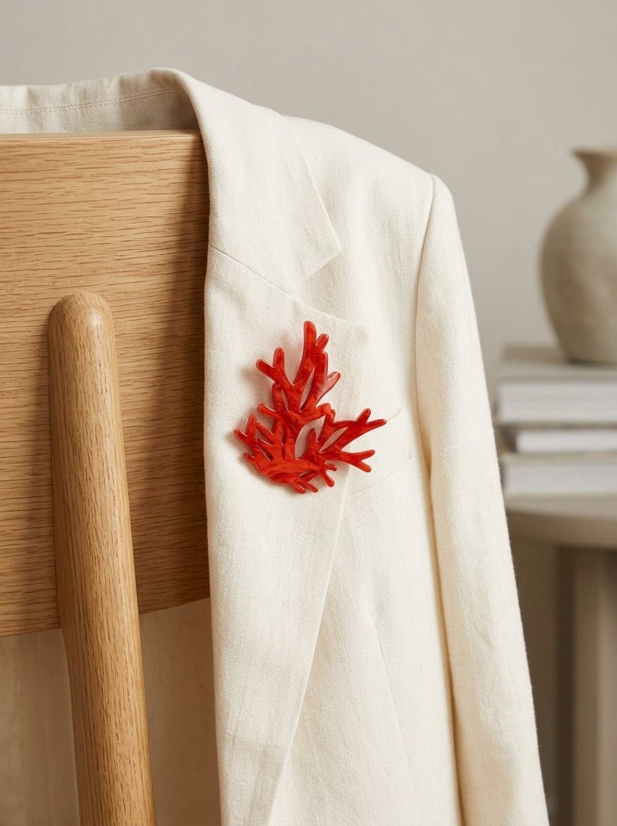 Broche Il Baco Da Seta Coral Rojo