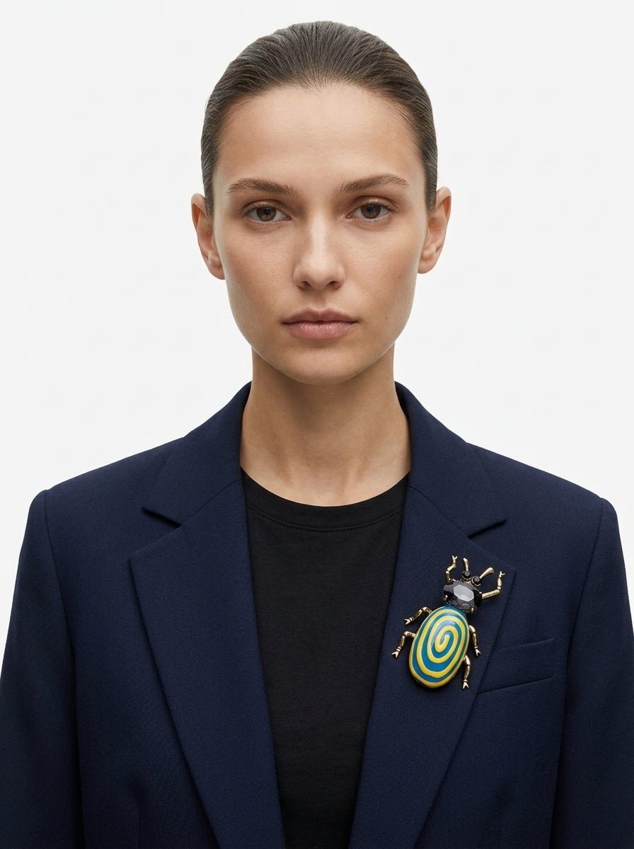 Broche Il Baco Da Seta Insecto Azul