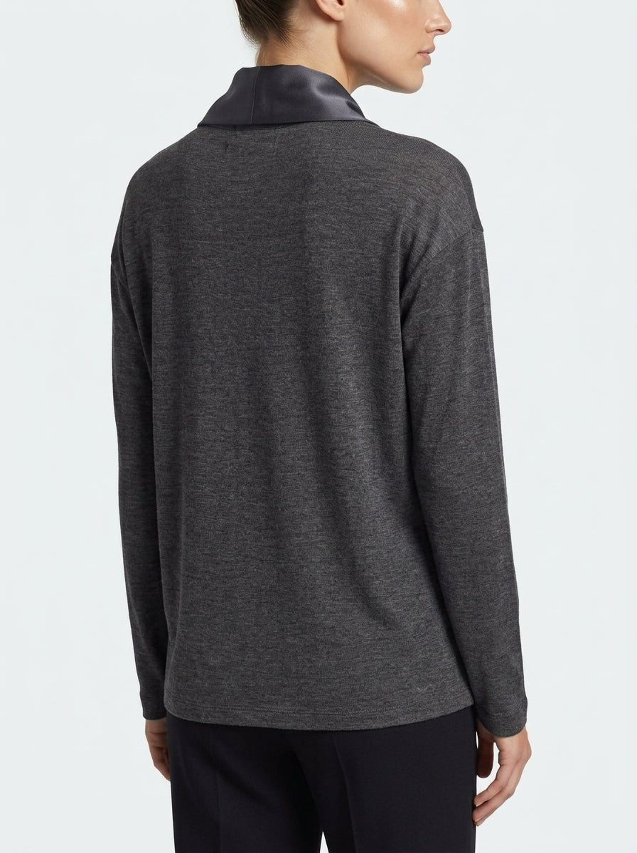 Camiseta Whyci Milano Cuello Alto Gris Oscuro