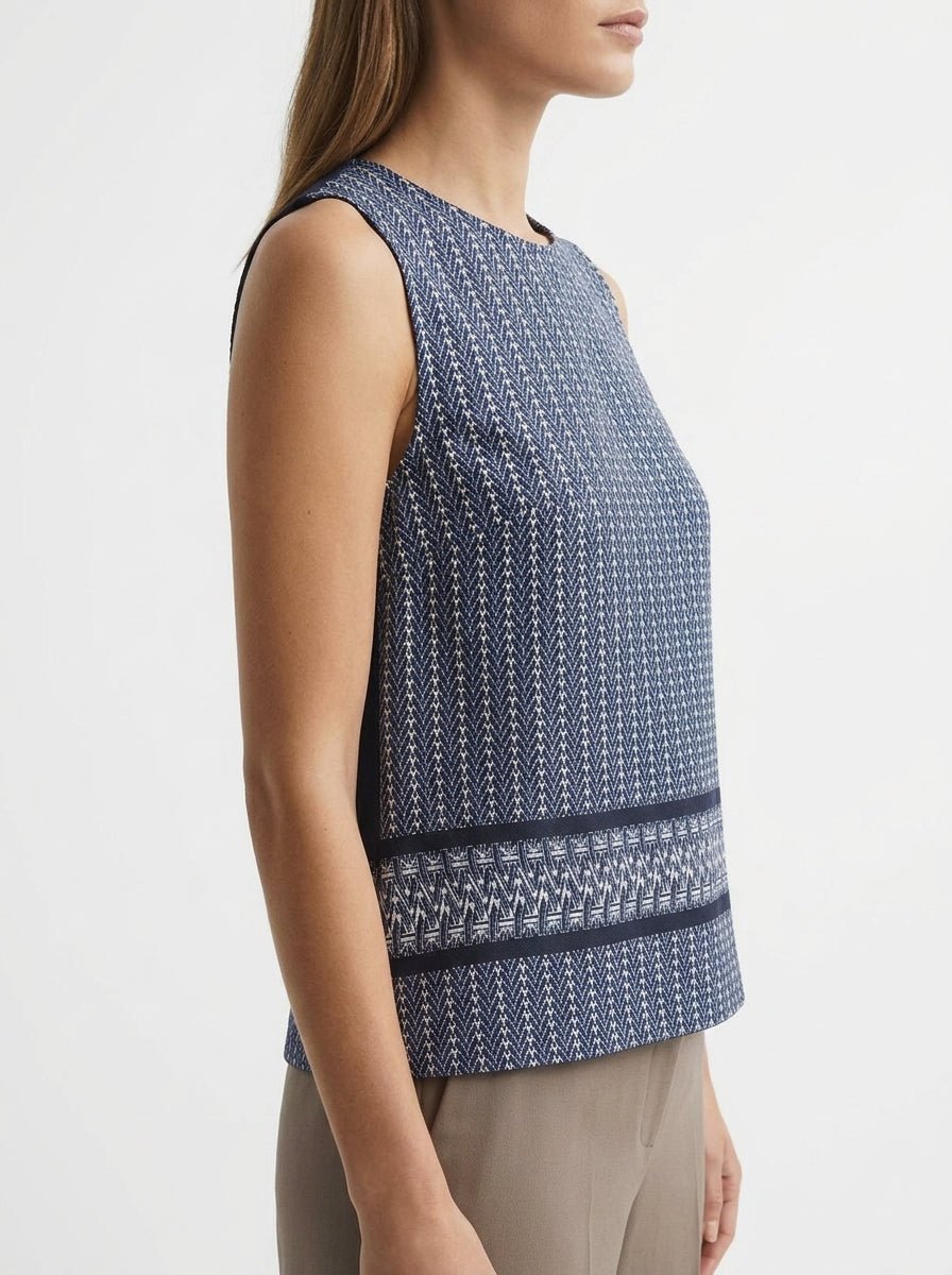 Top Whicy Milano Geometrico Azul Marino