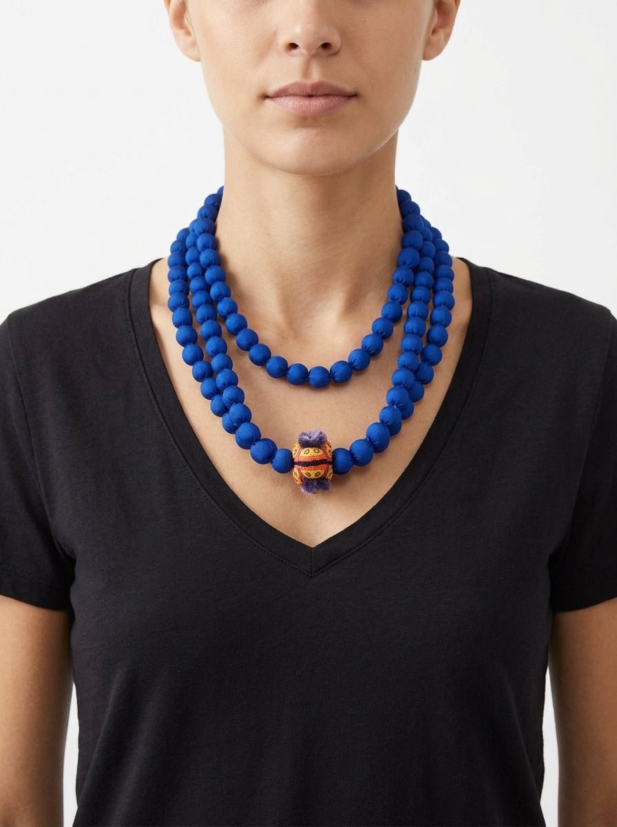 Collier Il Baco Da Seta Petites boules NHDI Electric Blue Almohadon