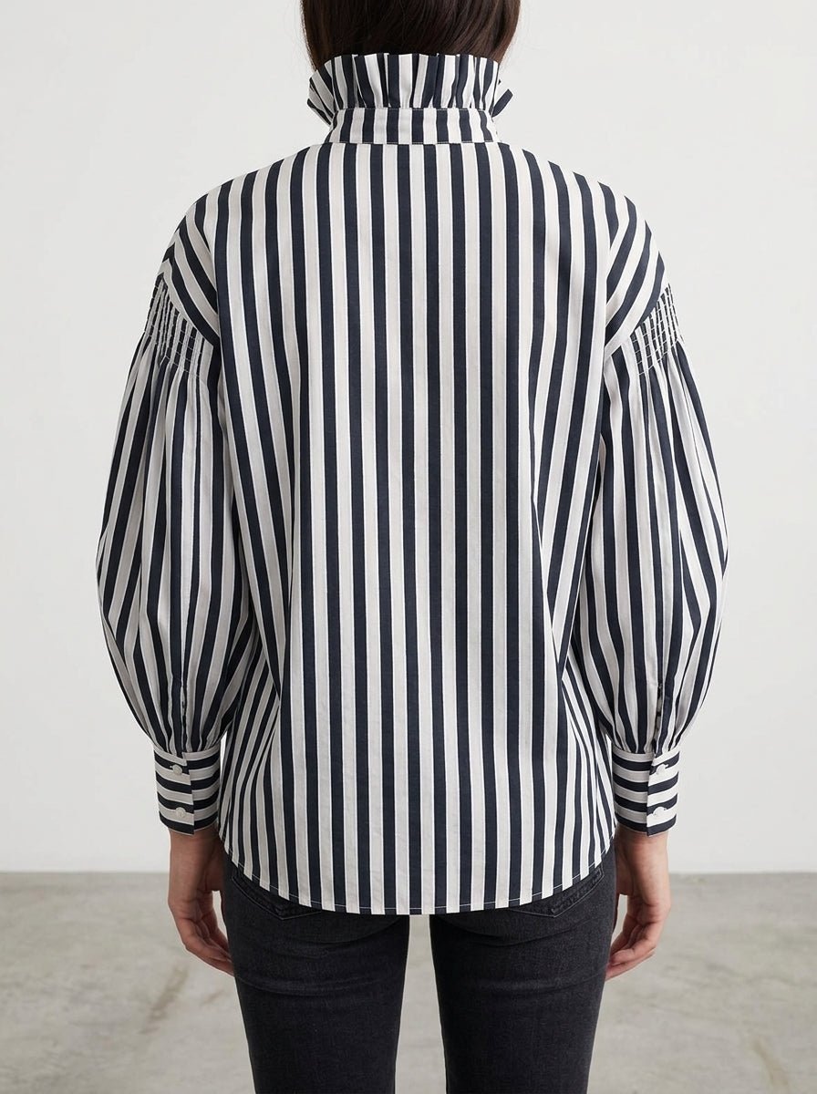 Chemise Paisie rayée à col plissé