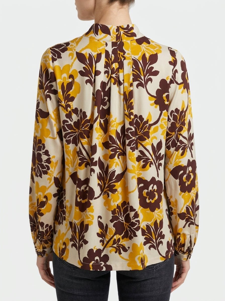 Camisa Justmine Lazo Flores Mostaza