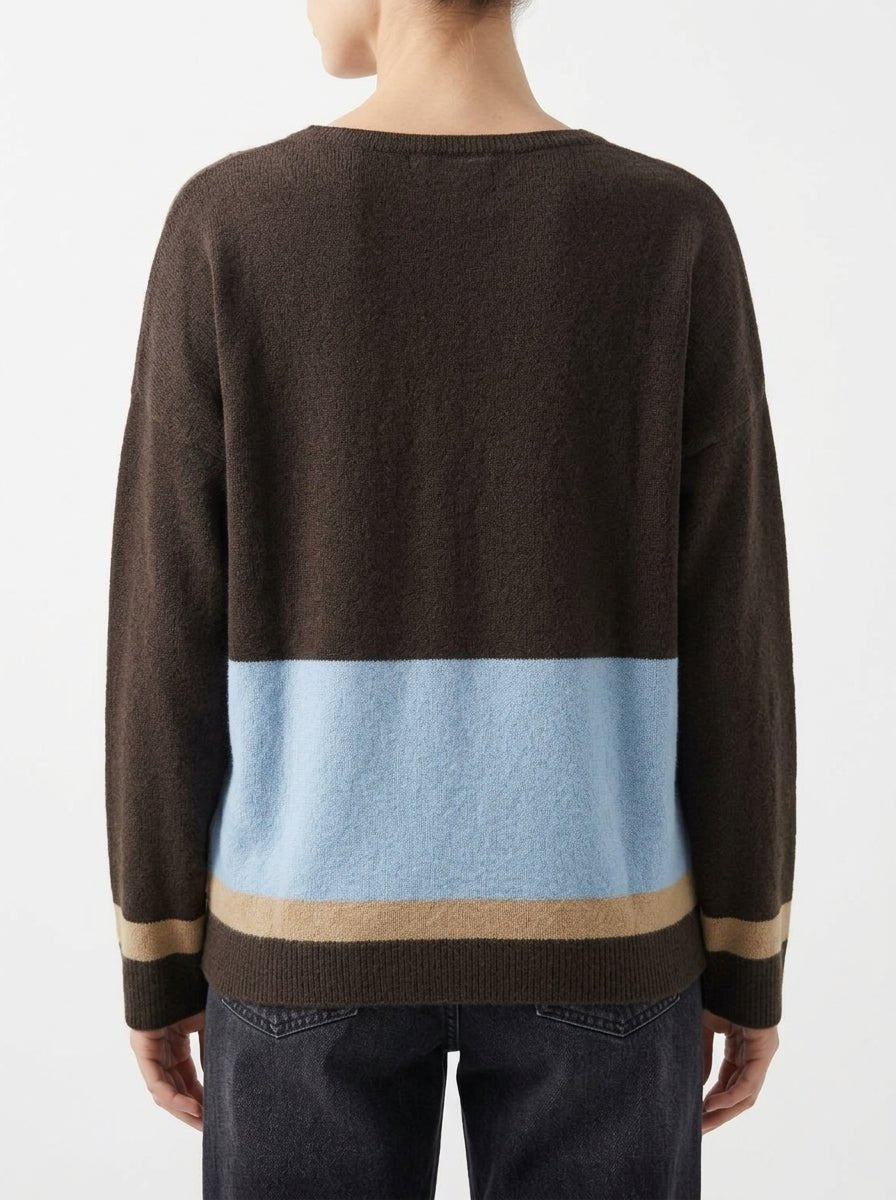 Byu Tricolor Barca Brown Sweater