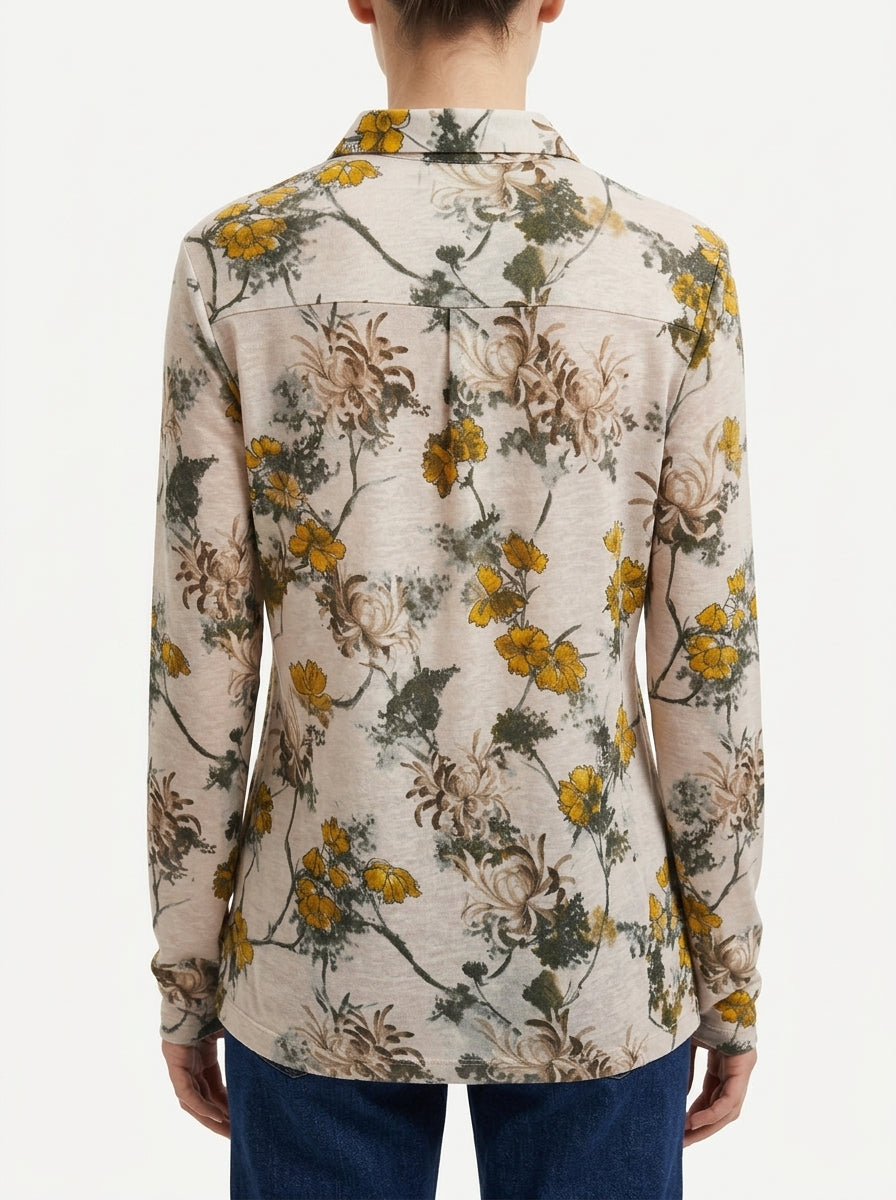 Camisa Rosso 35 Estampado Flores Crudo