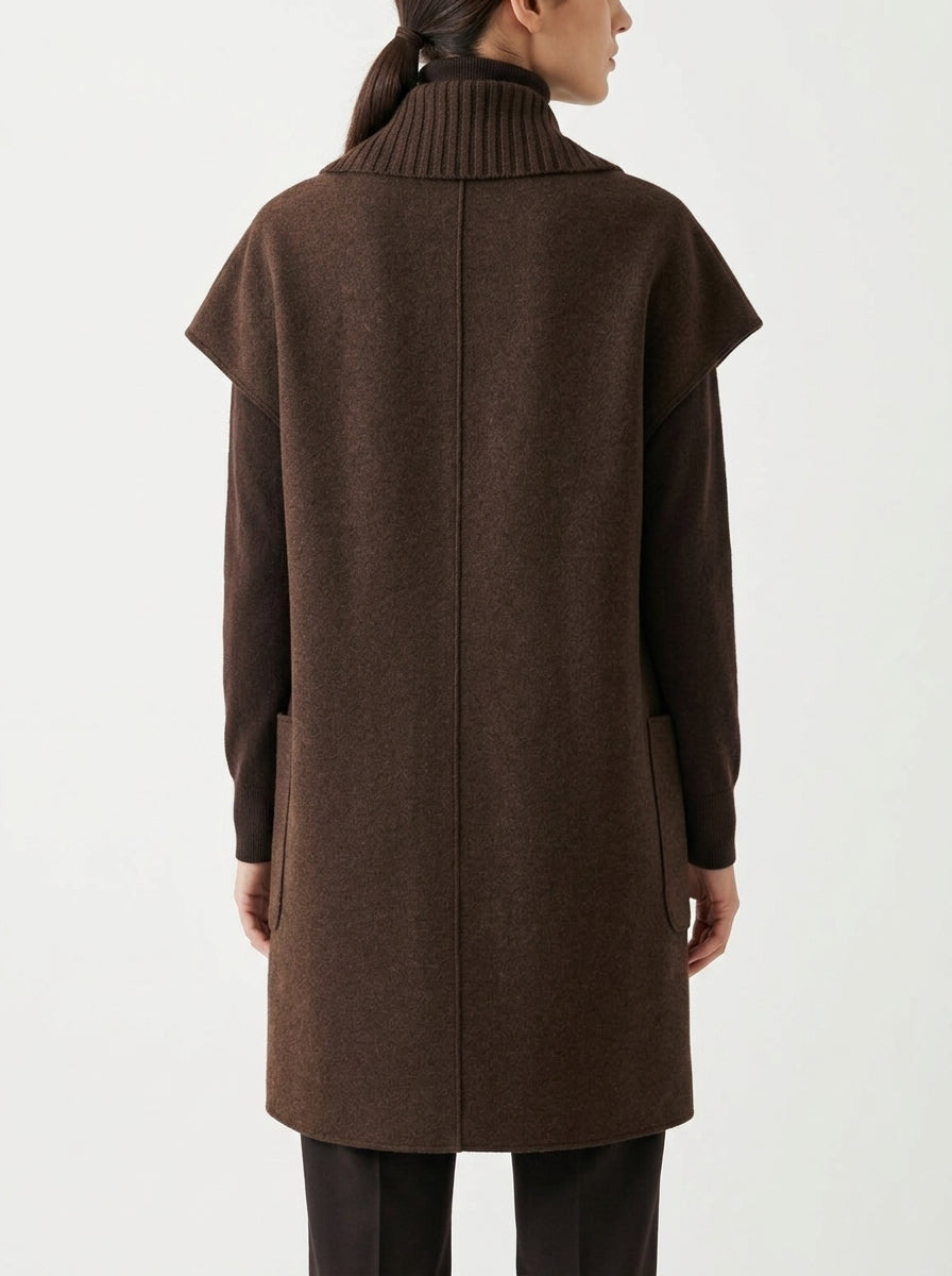 Cape en laine marron chocolat Rosso35
