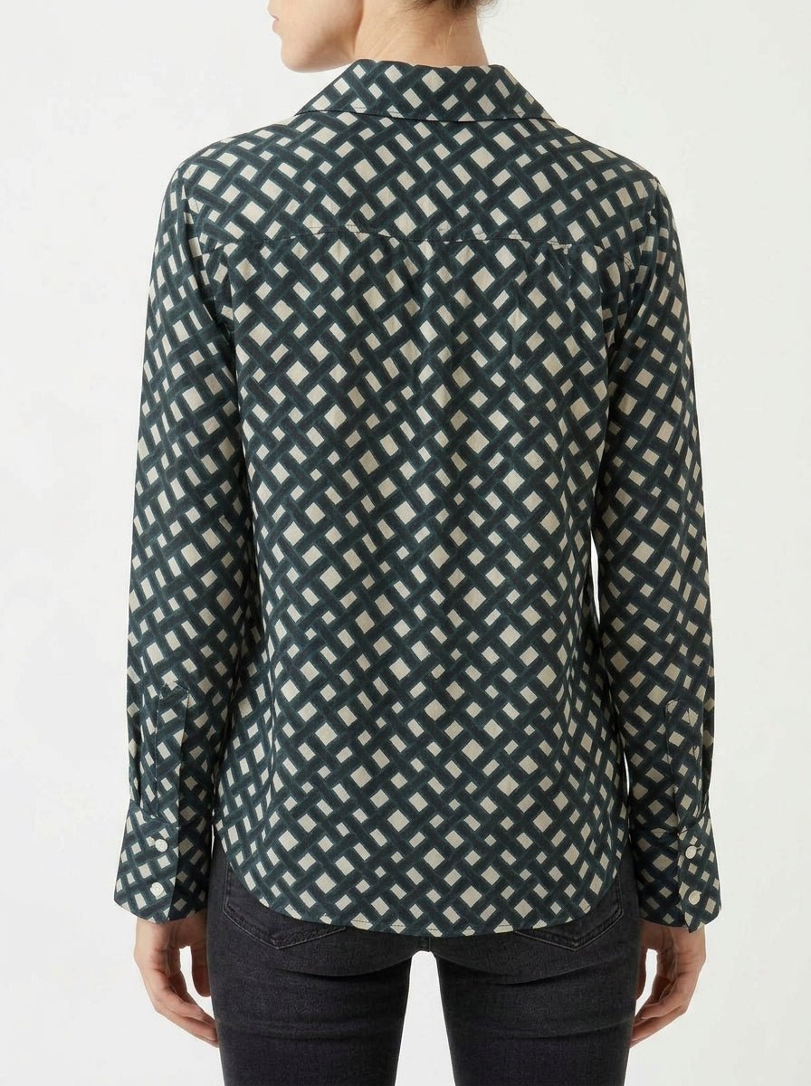Camisa Diega Cilva Estampado Trenzado Azul