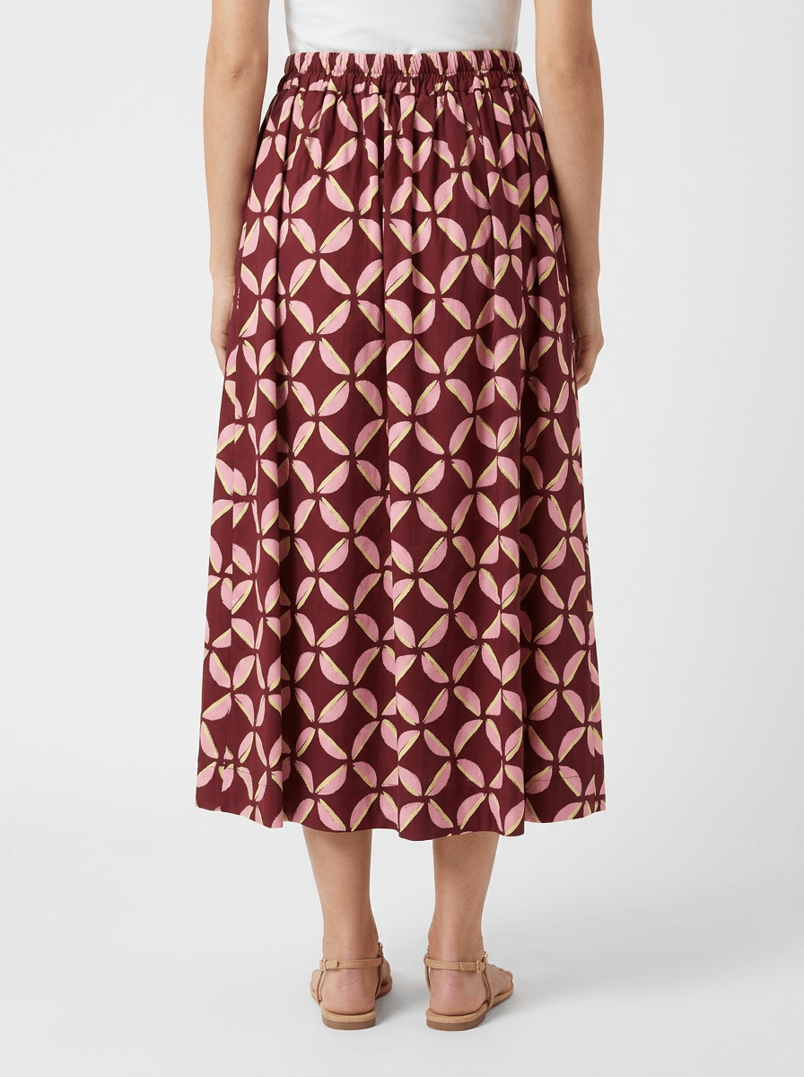 Falda Niu Estampado Geometrico Granate