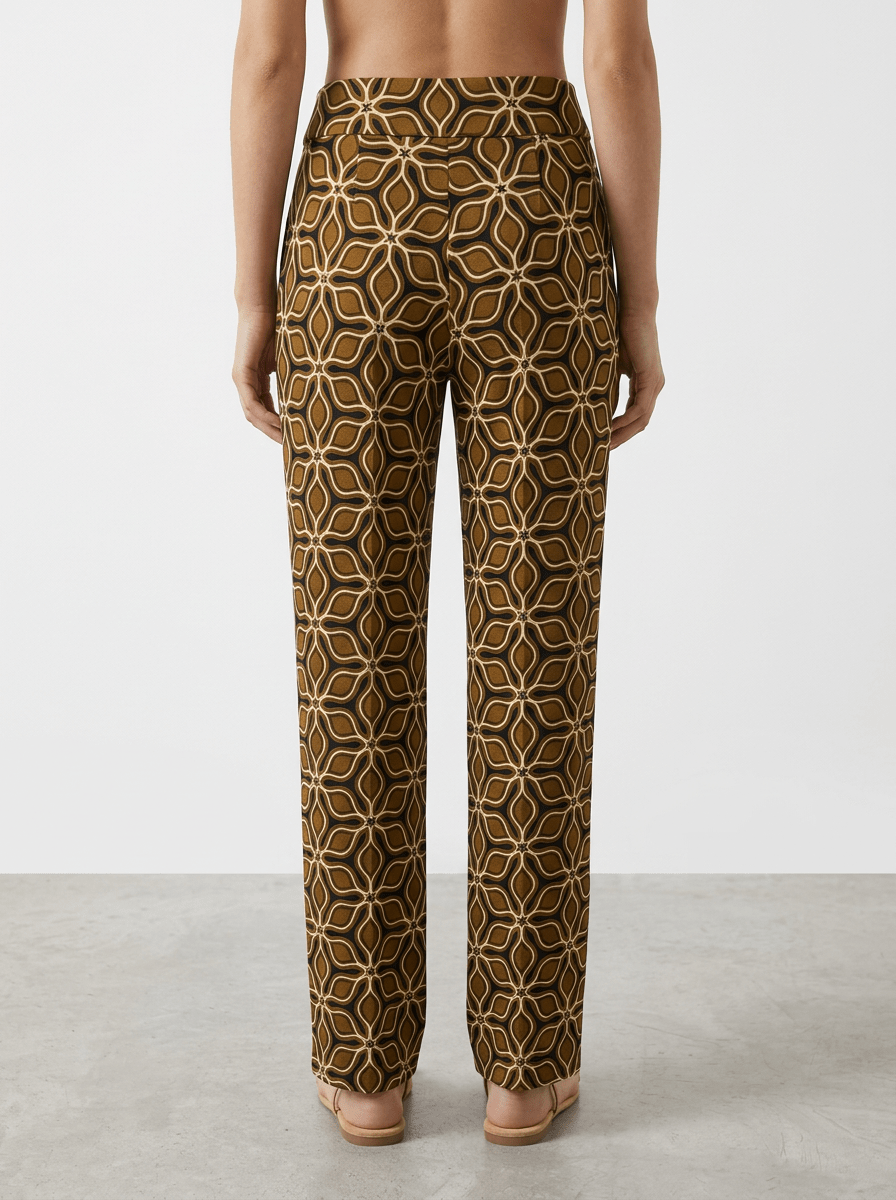 Pantalón Agoefilo Estampado Recto Tropical Marrón