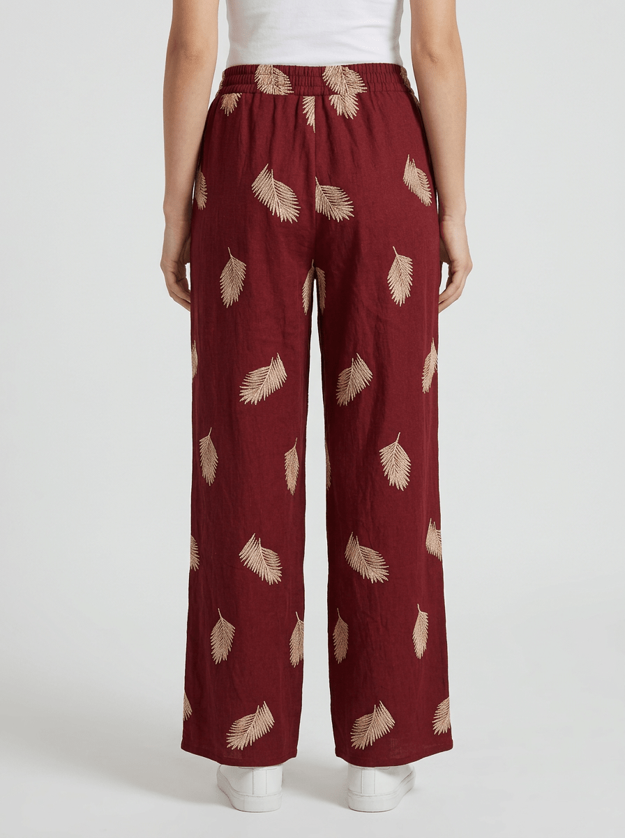 Pantalón Paisie Bordado Burdeos