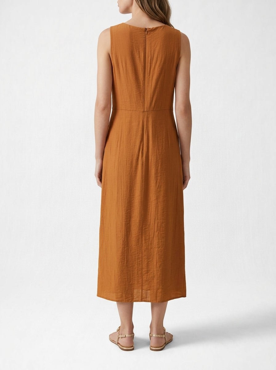 Vestido Andam Tirantes Nudo Camel
