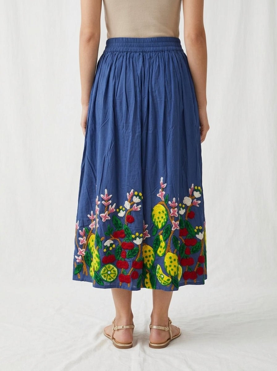 Falda Xiwikj Jessica Bordada Azul