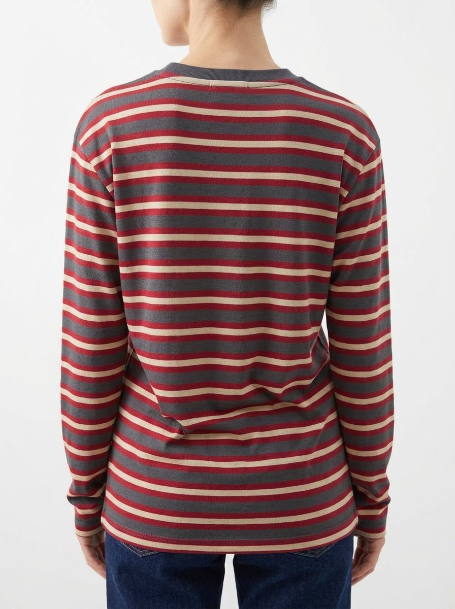 T-shirt a righe Niu marrone